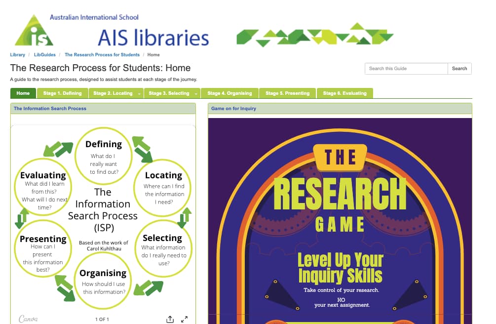 Front page of Libguide