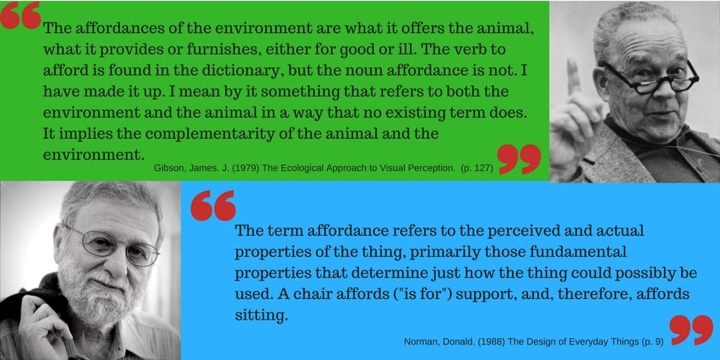 Gibson and Norman define affordances