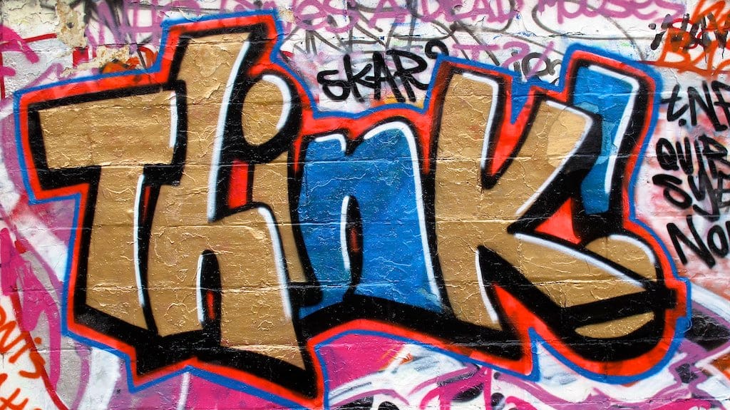 "Norwich Street Art: Think!" flickr photo by @markheybo https://flickr.com/photos/cybercafe/6993820736 shared under a Creative Commons (BY) license