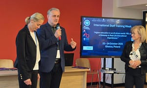 A photo of Iwona and Janusz presenting.