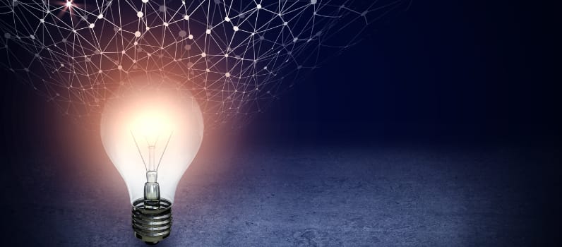 lightbulb with networking links decorative only